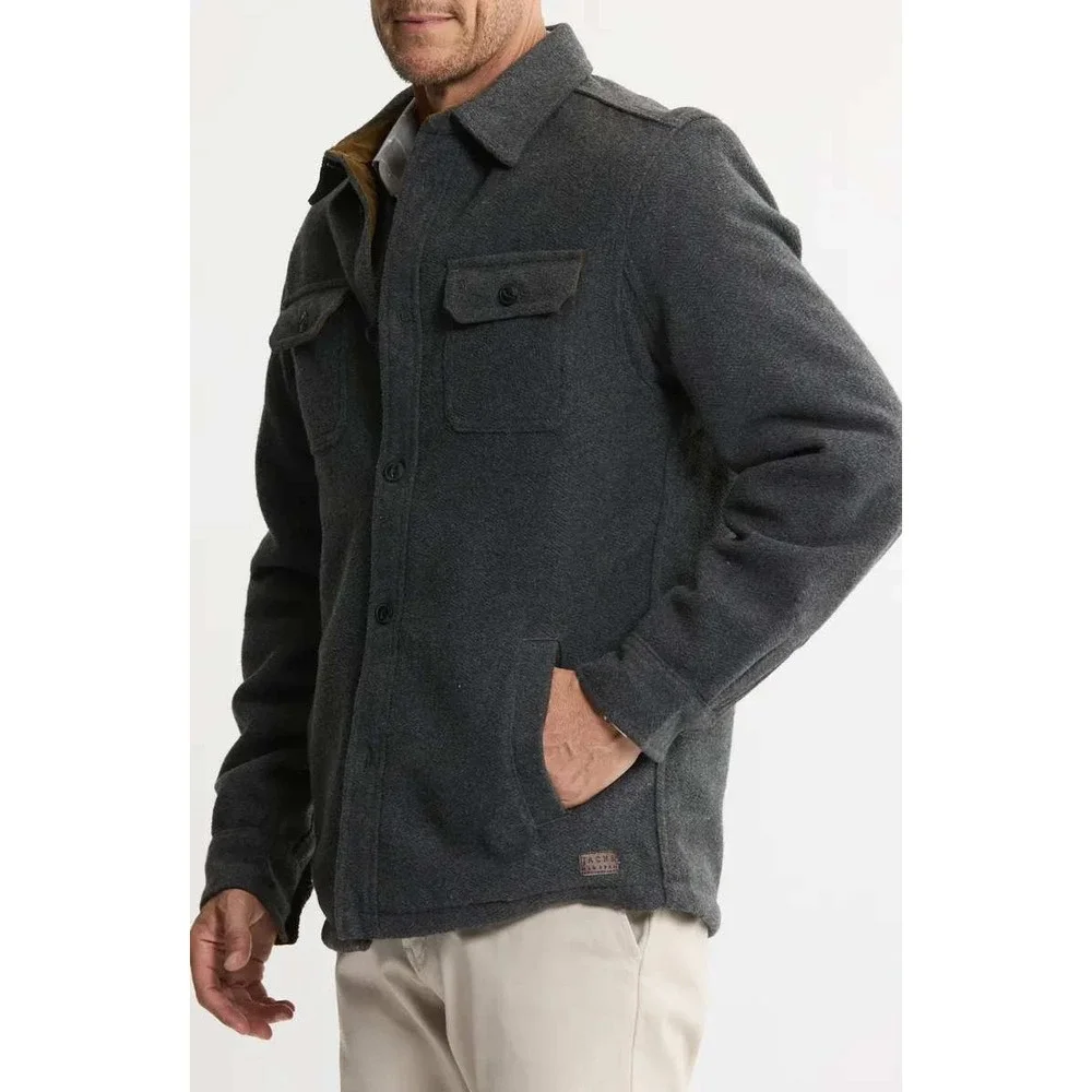 Jachs NY Mens‎ Gray Wool Blend Sherpa Lined Shirt Jacket Shacket Size M 1417743